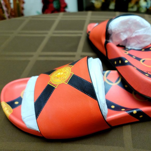 Authentic Versace Red Bondage Flip-Flops Slides - Picture 10 of 11